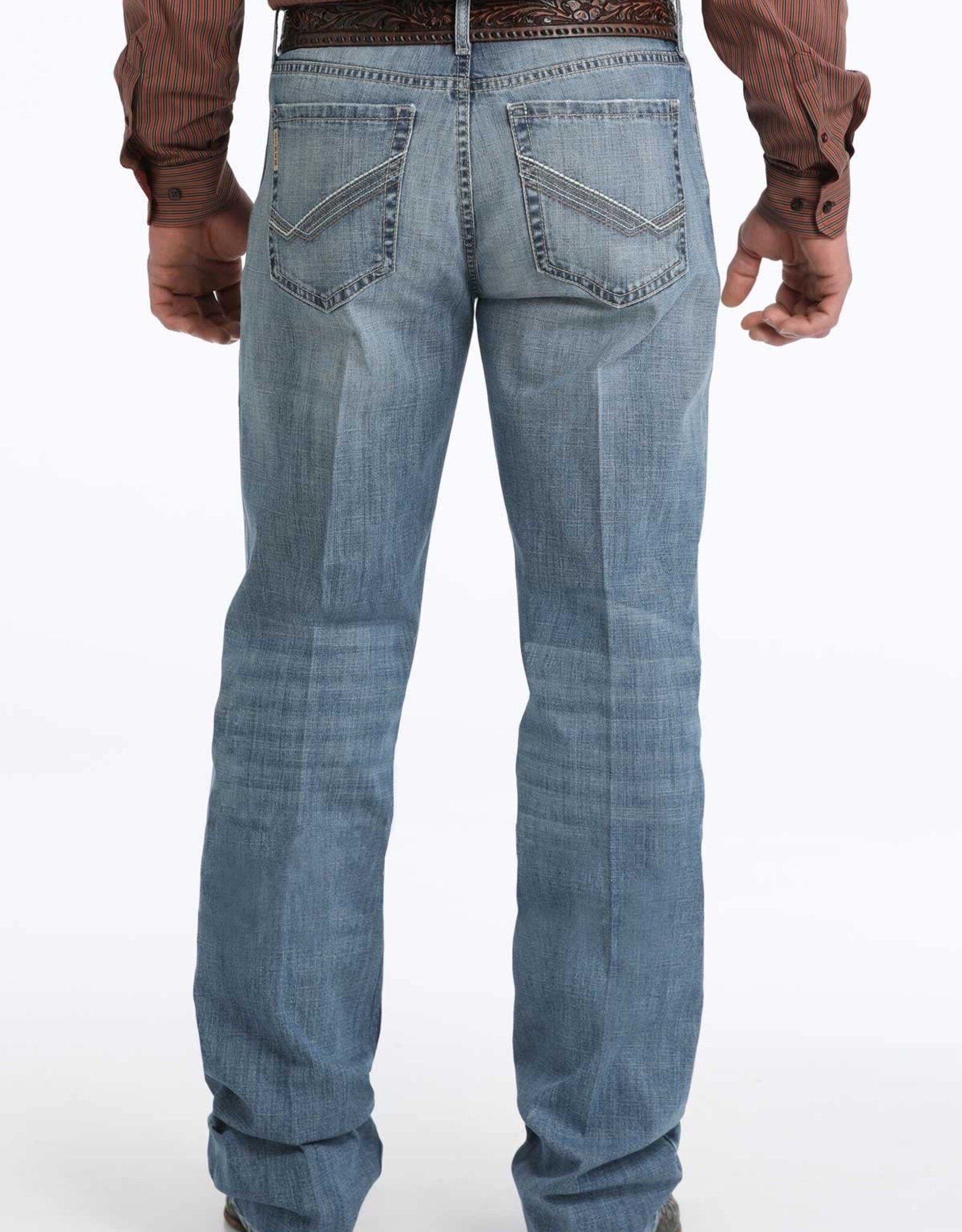Cinch Mens Cinch Relax Fit Boot Cut Grant Light Stone Wash Western Denim Jean