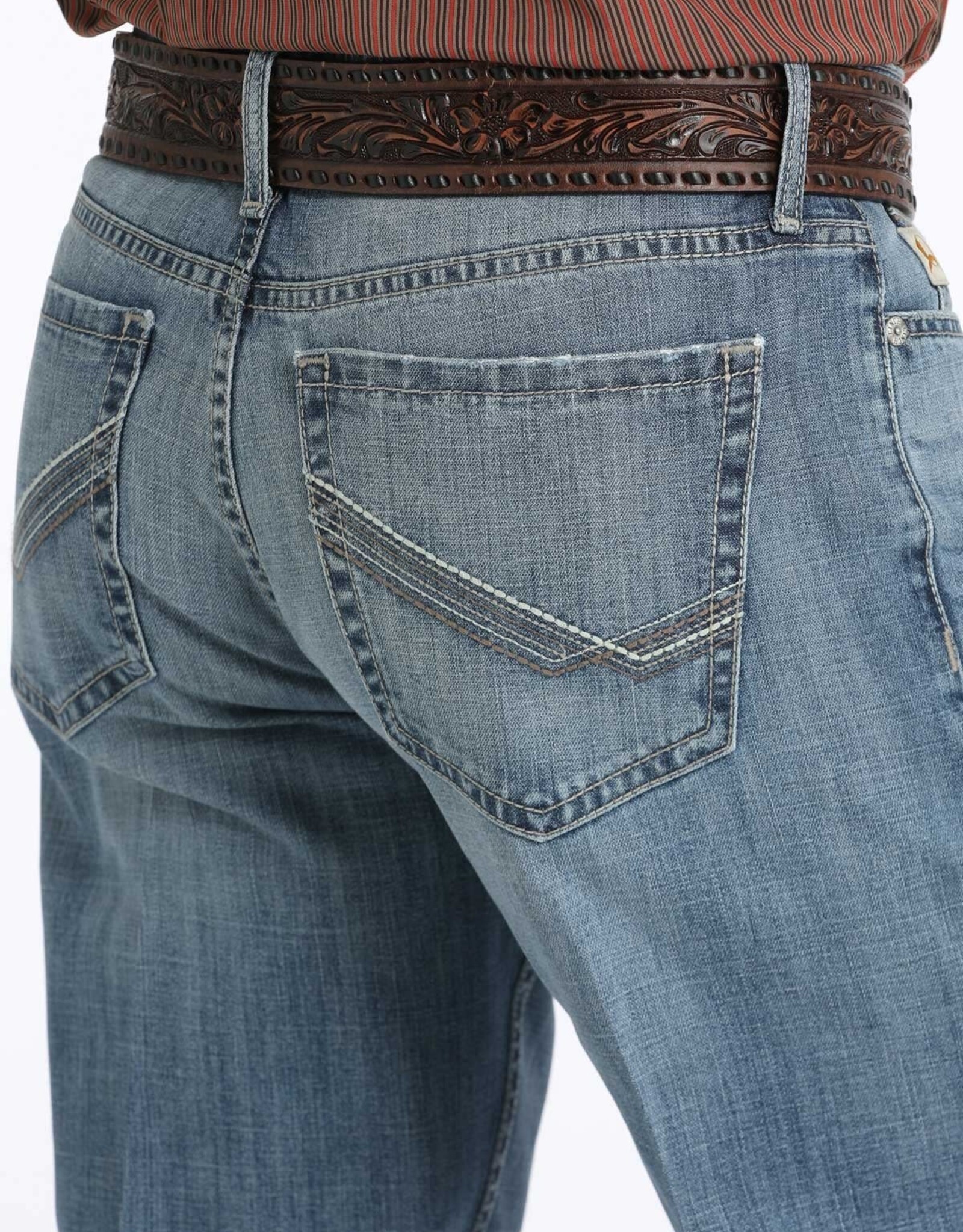 Cinch Mens Cinch Relax Fit Boot Cut Grant Light Stone Wash Western Denim Jean