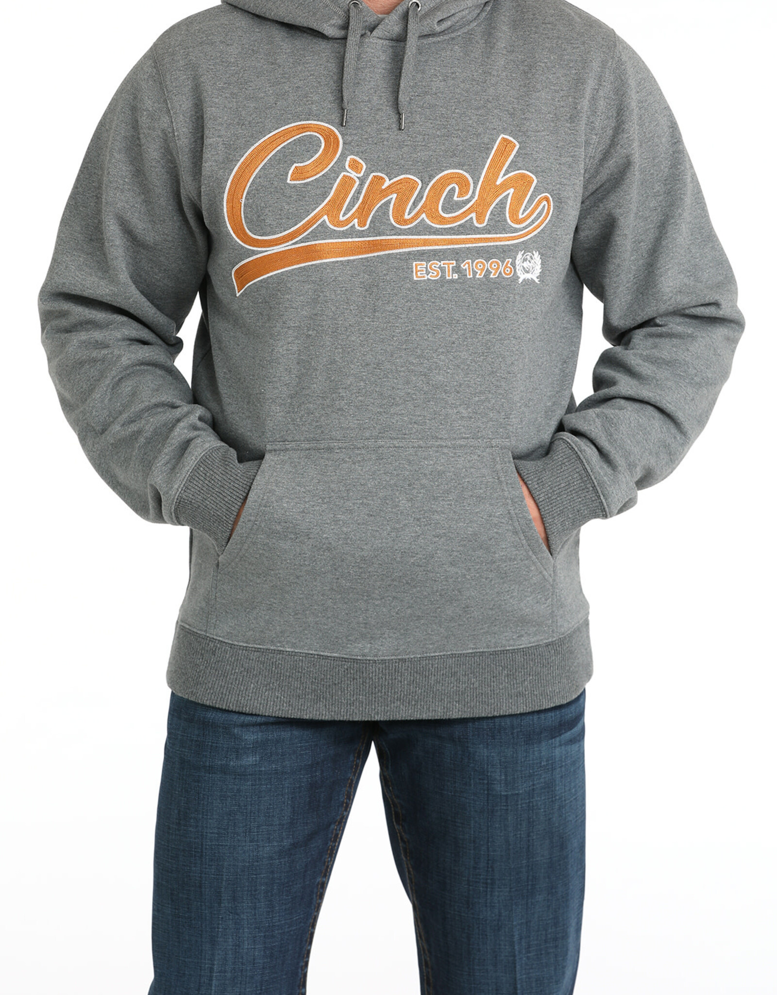 Cinch Mens Cinch Heather Grey Embroidered Logo Pullover Hoodie
