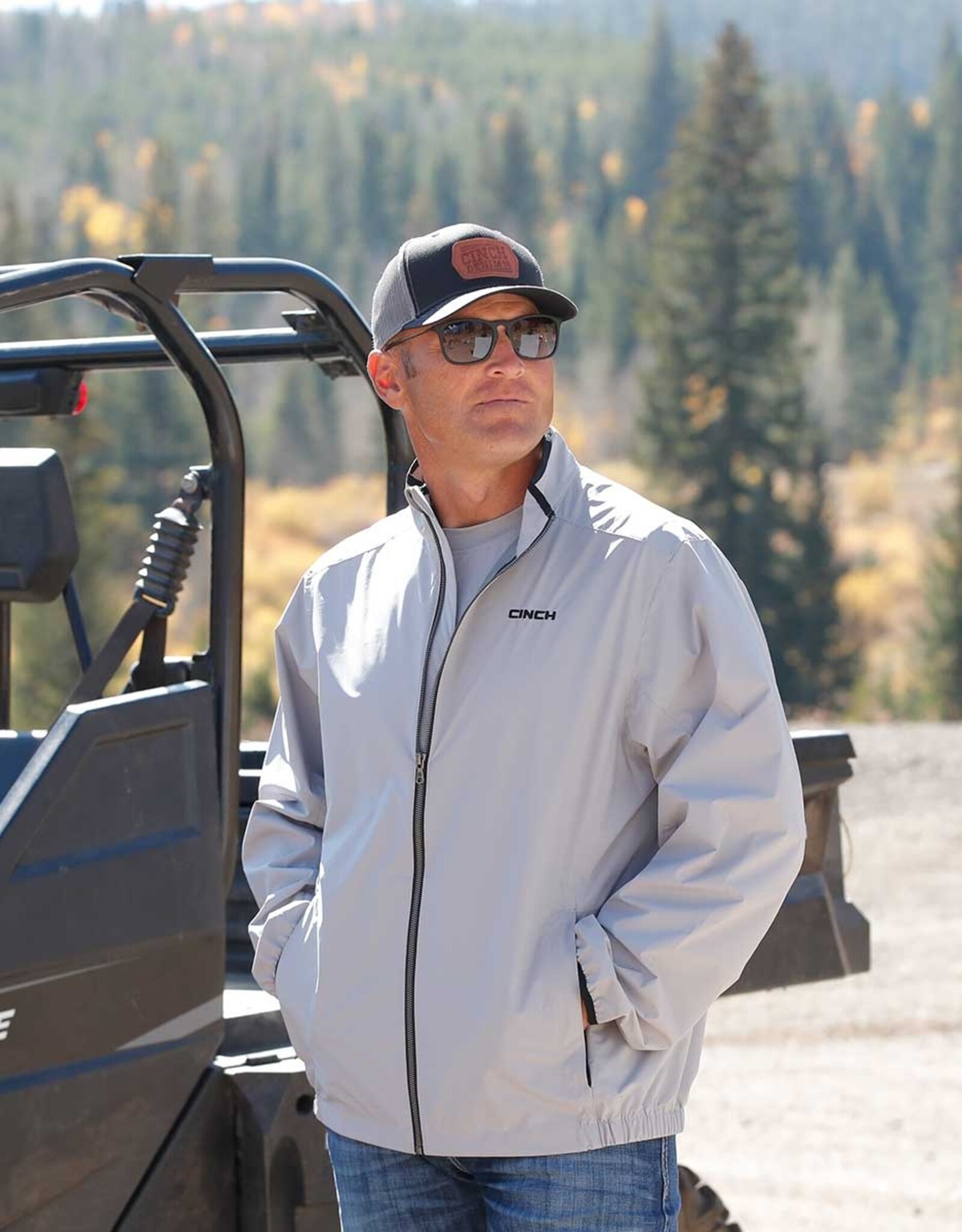Cinch Mens Cinch Light Weight Grey Full Zipper Golf Jacket