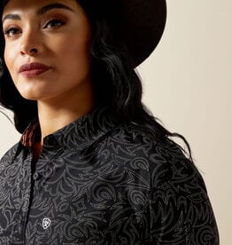 Ariat Womens Ariat Black Boot Stitch Kirby Stretch Long Sleeve Button Western Shirt Sz ~ S - 3X