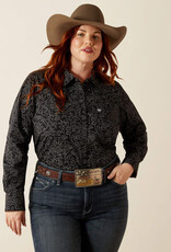 Ariat Womens Ariat Black Boot Stitch Kirby Stretch Long Sleeve Button Western Shirt Sz ~ S - 3X