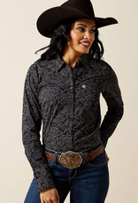 Ariat Womens Ariat Black Boot Stitch Kirby Stretch Long Sleeve Button Western Shirt Sz ~ S - 3X
