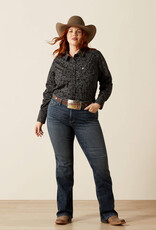 Ariat Womens Ariat Black Boot Stitch Kirby Stretch Long Sleeve Button Western Shirt Sz ~ S - 3X