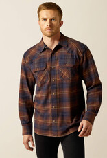 Ariat Mens Ariat Dark Brown Harleigh Retro Snap Brushed Cotton Plaid  Long Sleeve Western Shirt ~ Big & Tall