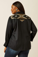 Ariat Womens Ariat Black Embroidered Yoke Long Sleeve Button Western Shirt ~ Plus Sizes