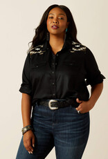 Ariat Womens Ariat Black Embroidered Yoke Long Sleeve Button Western Shirt ~ Plus Sizes