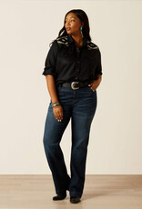 Ariat Womens Ariat Black Embroidered Yoke Long Sleeve Button Western Shirt ~ Plus Sizes