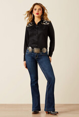 Ariat Womens Ariat Black Embroidered Yoke Long Sleeve Button Western Shirt ~ Plus Sizes