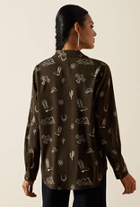 Ariat Womens Ariat Olive Western Motif Long Sleeve Button Western Shirt