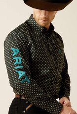 Ariat Mens Ariat Black and Teal Team Logo Long Sleeve Western Button Shirt