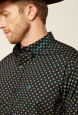 Ariat Mens Ariat Black and Teal Team Logo Long Sleeve Western Button Shirt