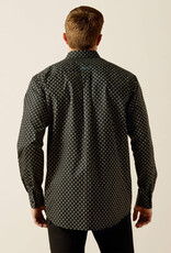 Ariat Mens Ariat Black and Teal Team Logo Long Sleeve Western Button Shirt