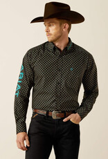 Ariat Mens Ariat Black and Teal Team Logo Long Sleeve Western Button Shirt