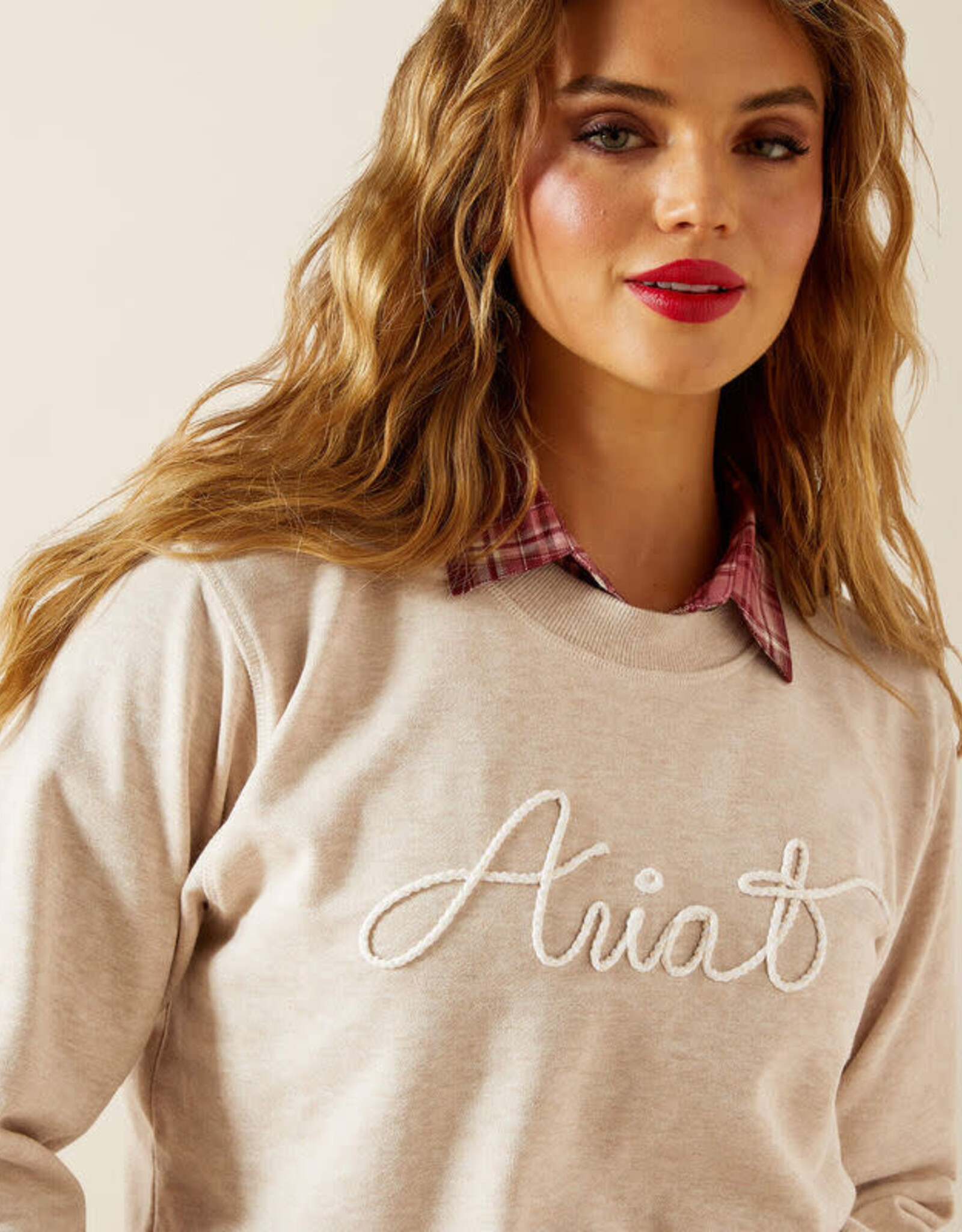 Ariat Womens Ariat Oatmeal Rope Logo Crew Neck Sweatshirt