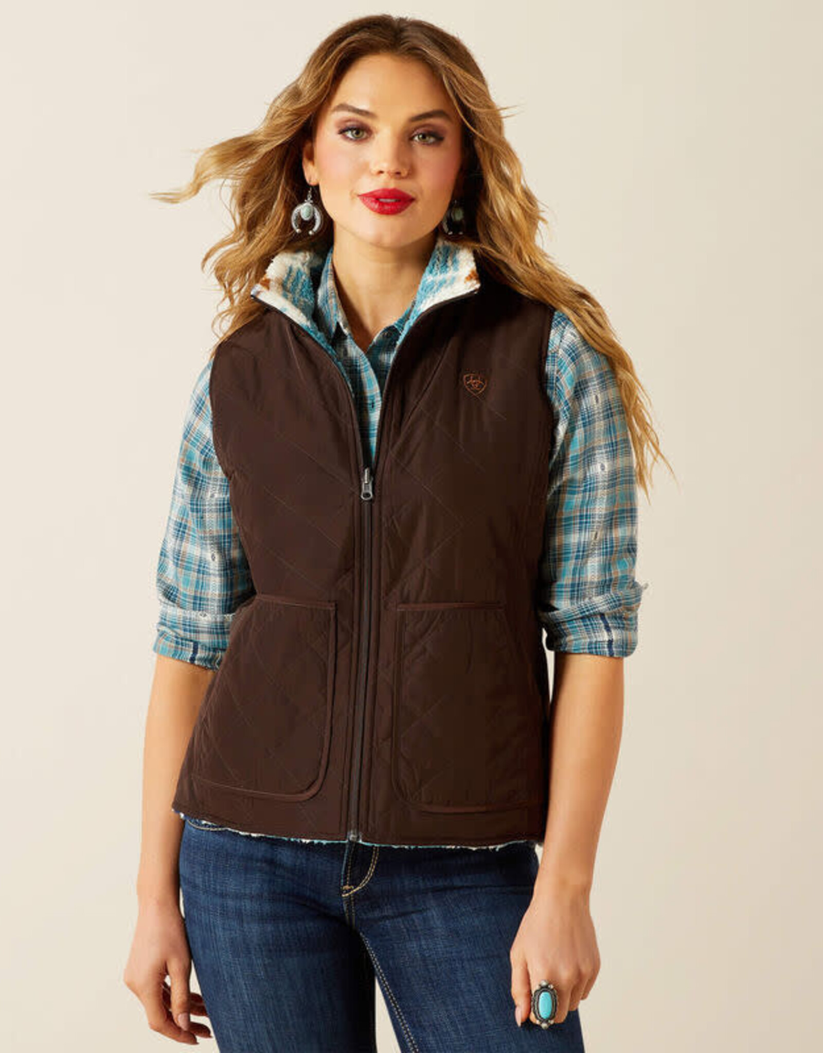 Ariat Ariats Womens Dilon 2.0 Insulated Fleece Reversible Vest ~ Plus Sizes