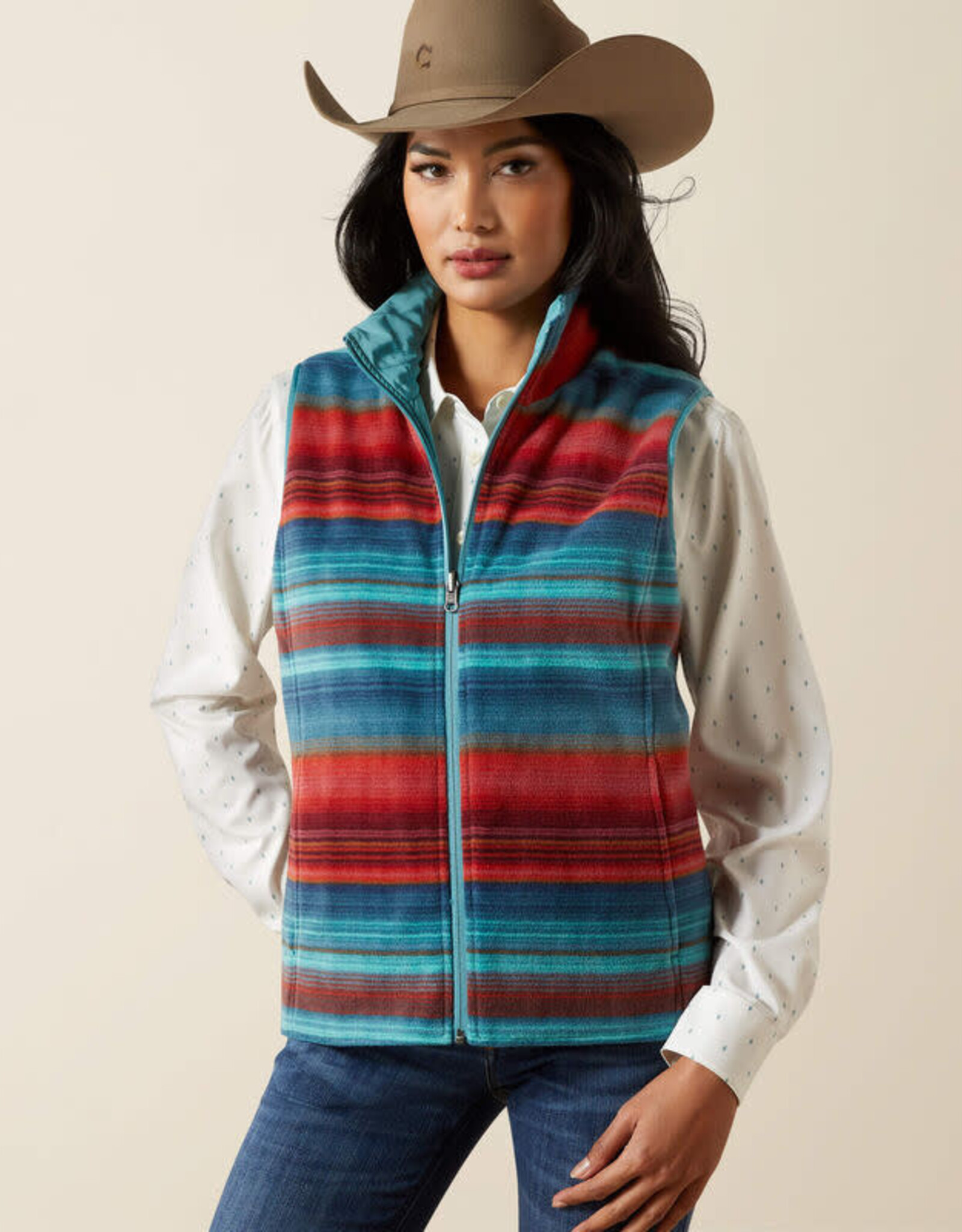 Ariat Ariats Womens Teal Dilon 2.0 Insulated Fleece Reversible Vest