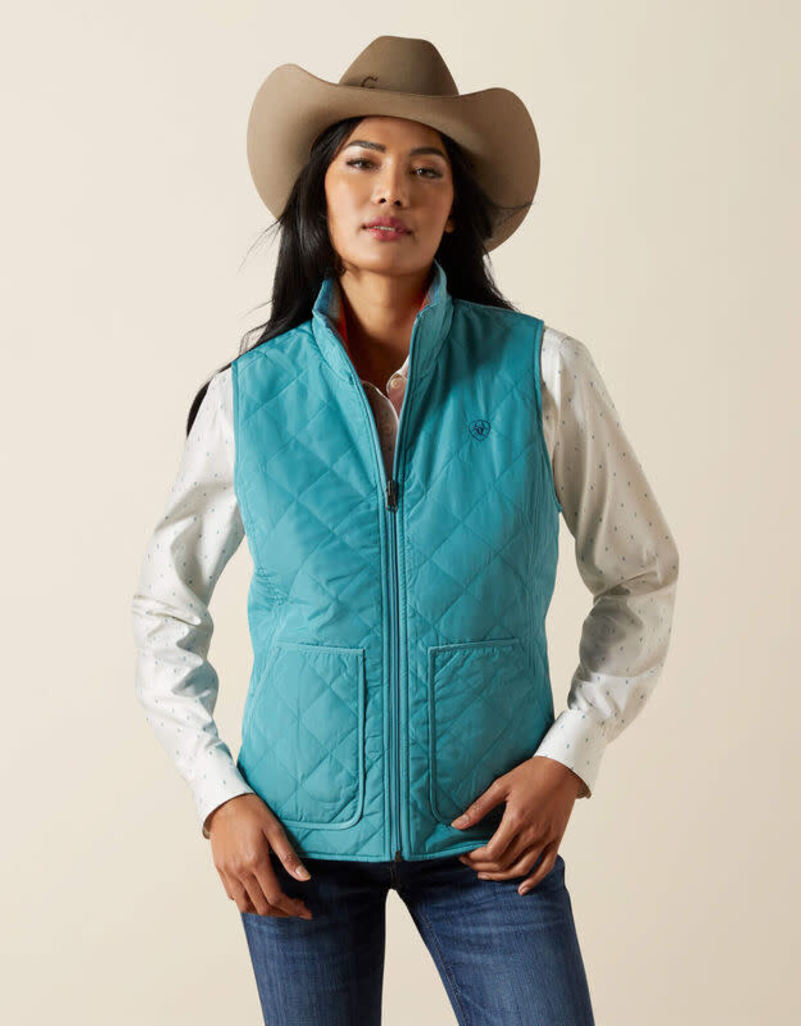 Ariat Ariats Womens Teal Dilon 2.0 Insulated Fleece Reversible Vest