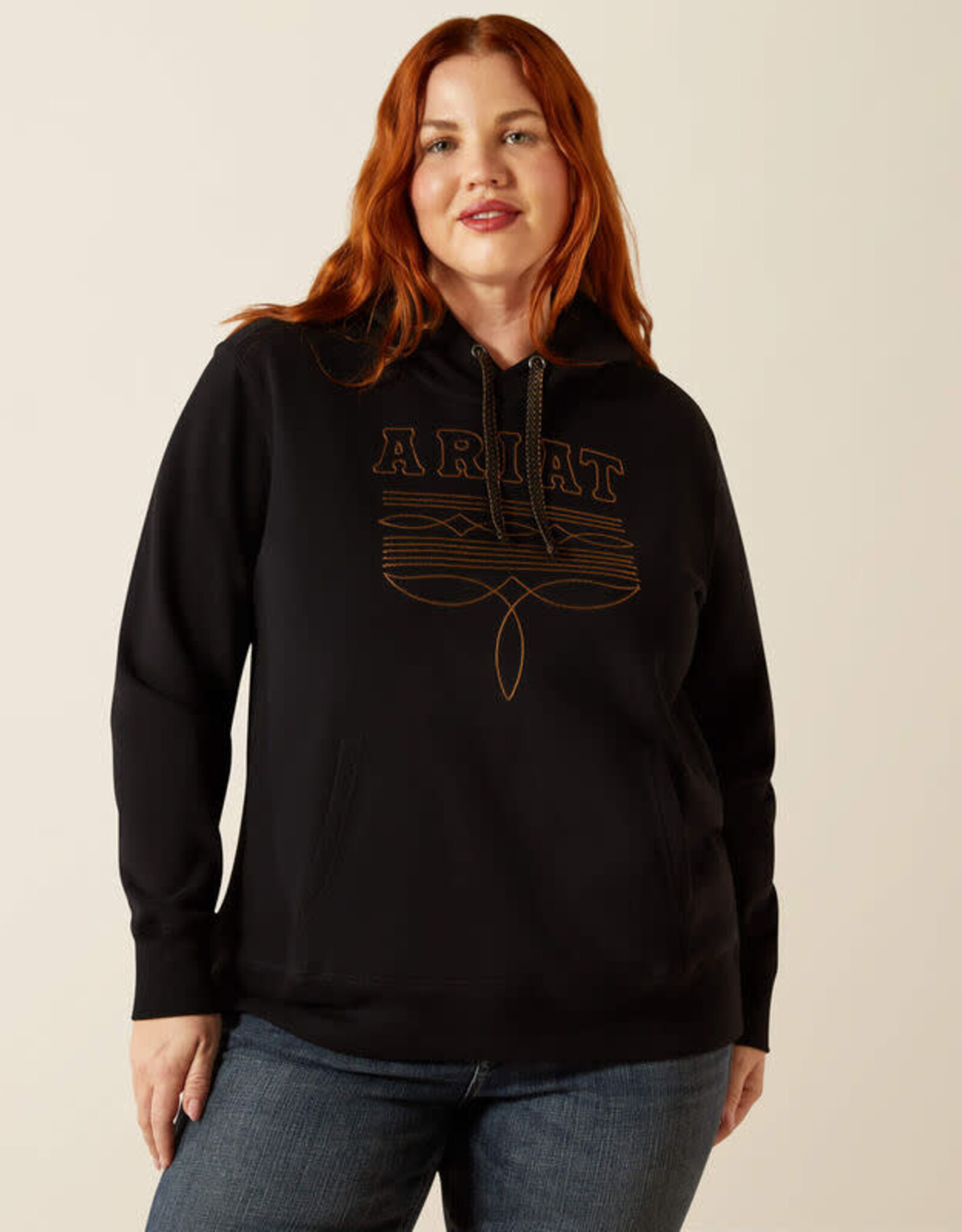 Ariat Ariat Womens Black Boot Stitch Pullover Hoodie ~ Plus Sizes