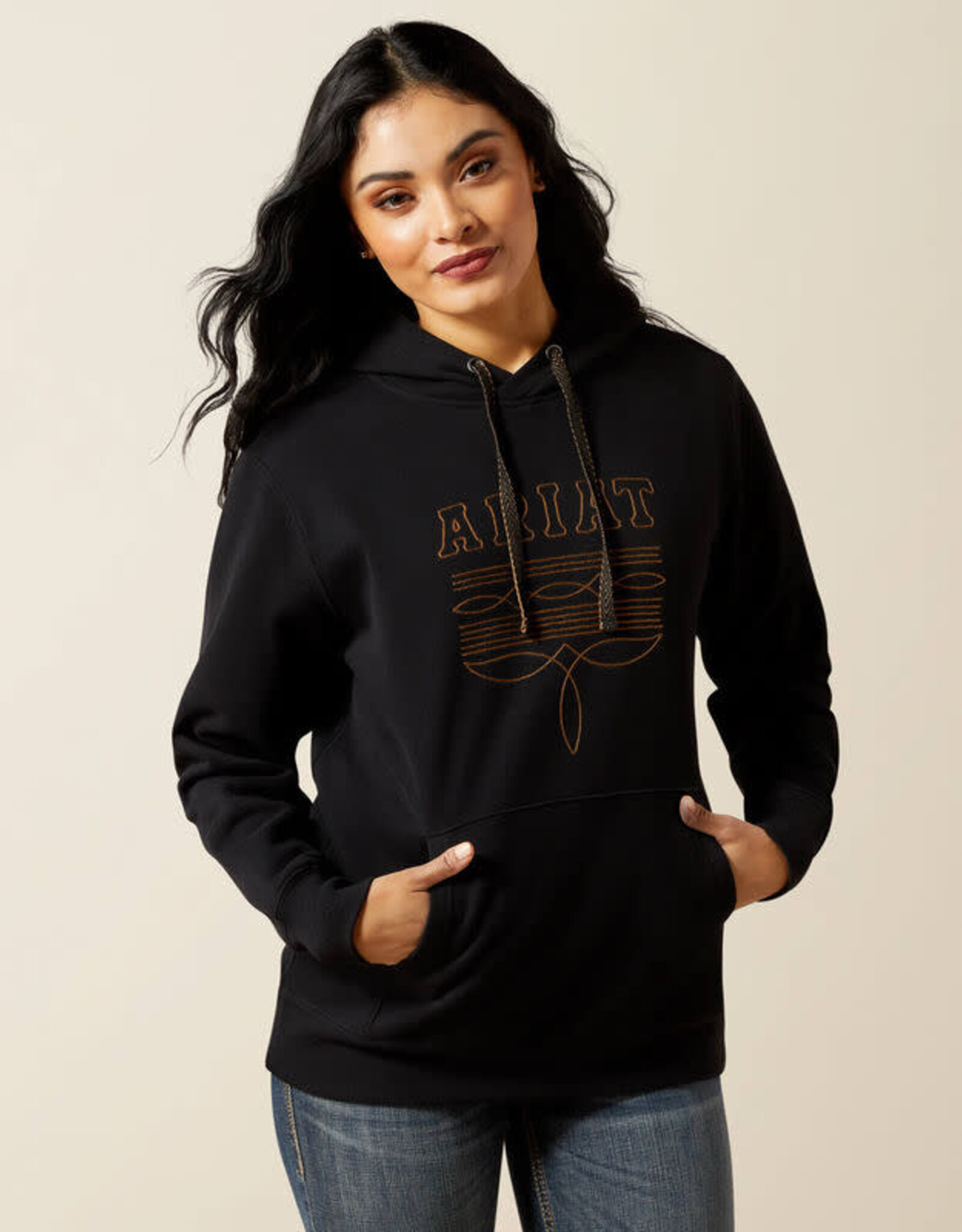 Ariat Ariat Womens Black Boot Stitch Pullover Hoodie ~ Plus Sizes