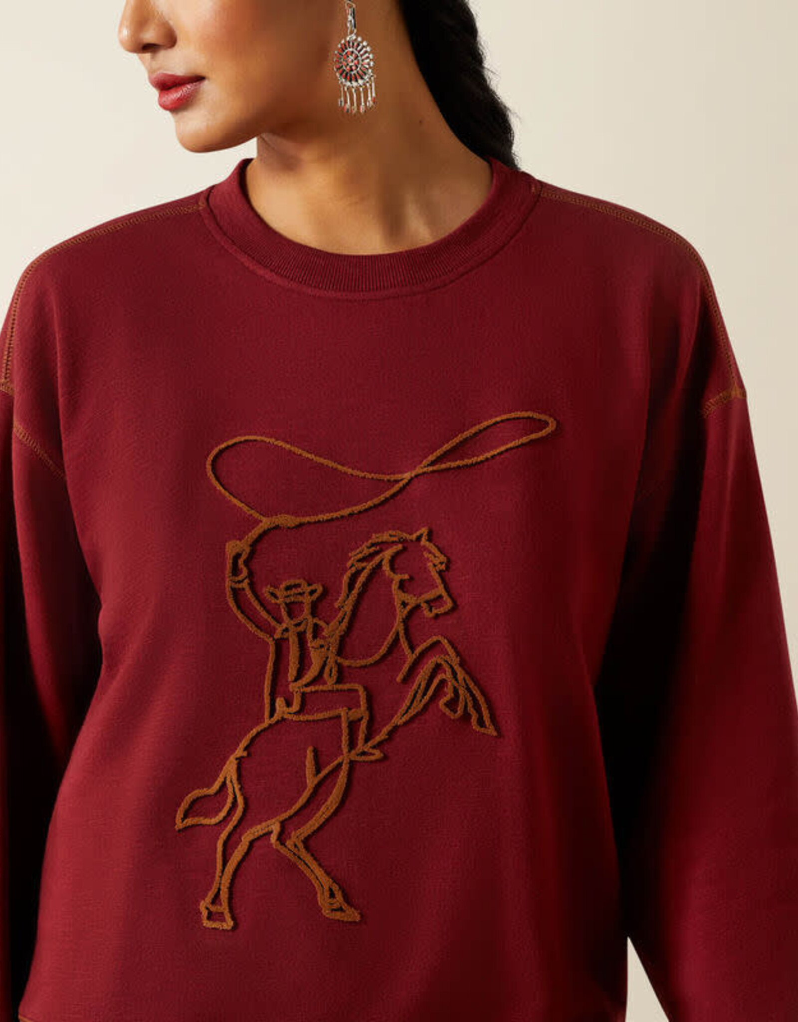 Ariat Ariat Womens Cabernet Lasso Cowboy Crewneck Sweatshirt