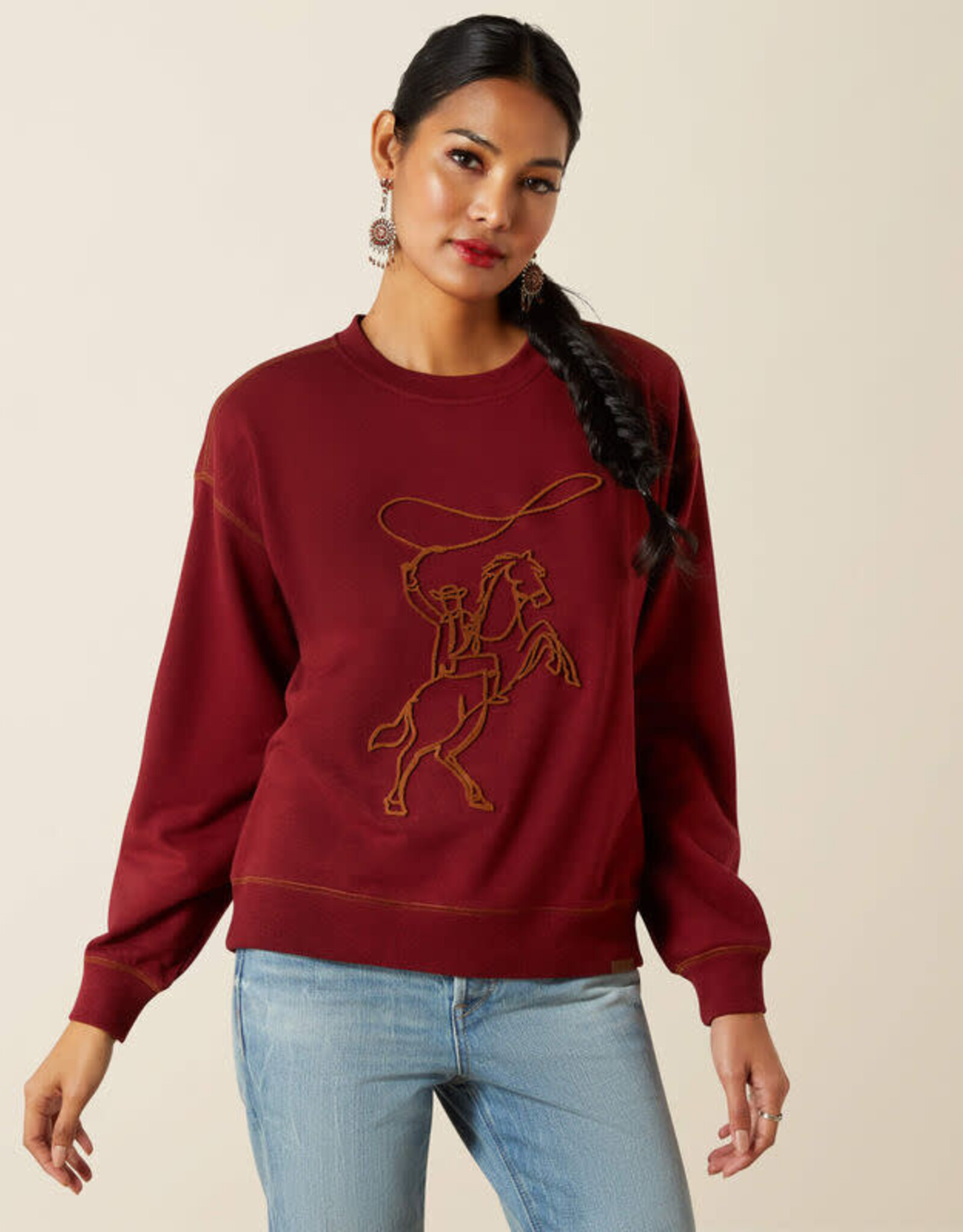 Ariat Ariat Womens Cabernet Lasso Cowboy Crewneck Sweatshirt