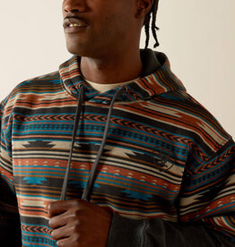 Ariat Ariat Mens Grey Aztec Color Block Pullover Hoodie