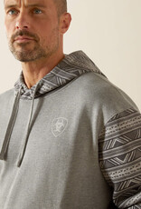 Ariat Ariat Mens Light Grey Aztec Color Block Pullover Hoodie
