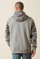 Ariat Ariat Mens Light Grey Aztec Color Block Pullover Hoodie