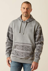 Ariat Ariat Mens Light Grey Aztec Color Block Pullover Hoodie