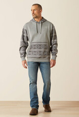 Ariat Ariat Mens Light Grey Aztec Color Block Pullover Hoodie