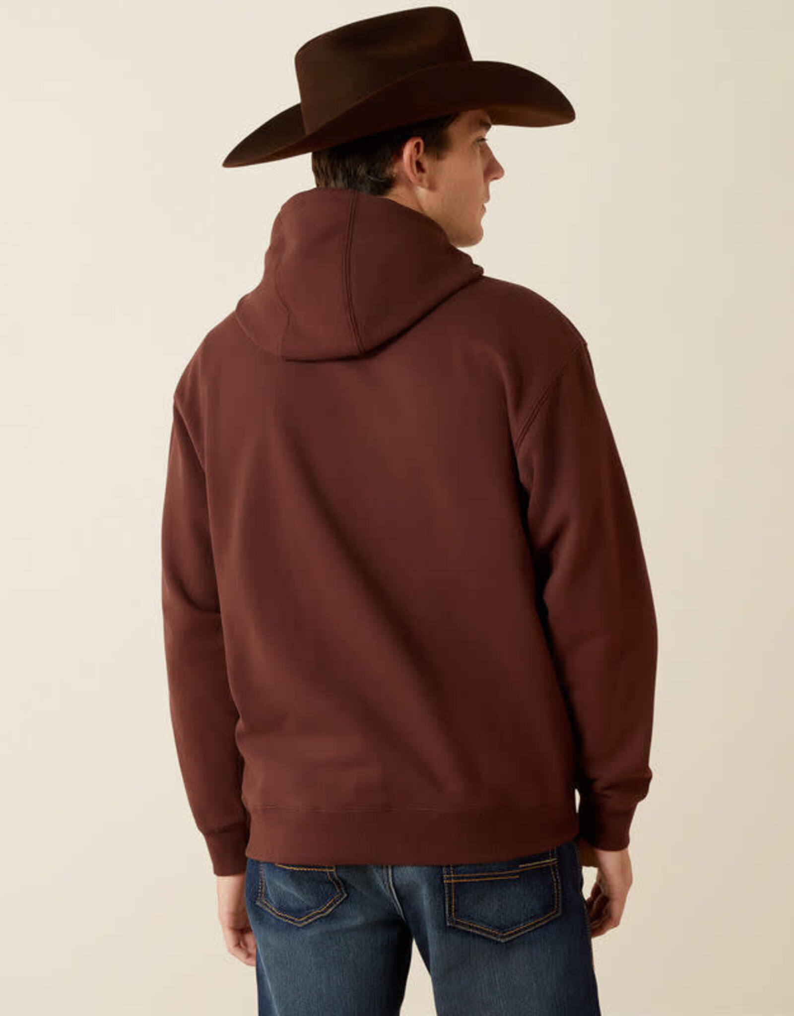 Ariat Ariat Mens Brown Turquoise Aztec Logo Western Pullover Hoodie
