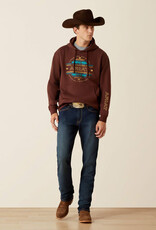 Ariat Ariat Mens Brown Turquoise Aztec Logo Western Pullover Hoodie