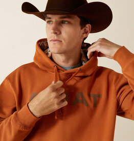 Ariat Mens Ariat Logo Contrasting Hood Western Pullover Hoodie