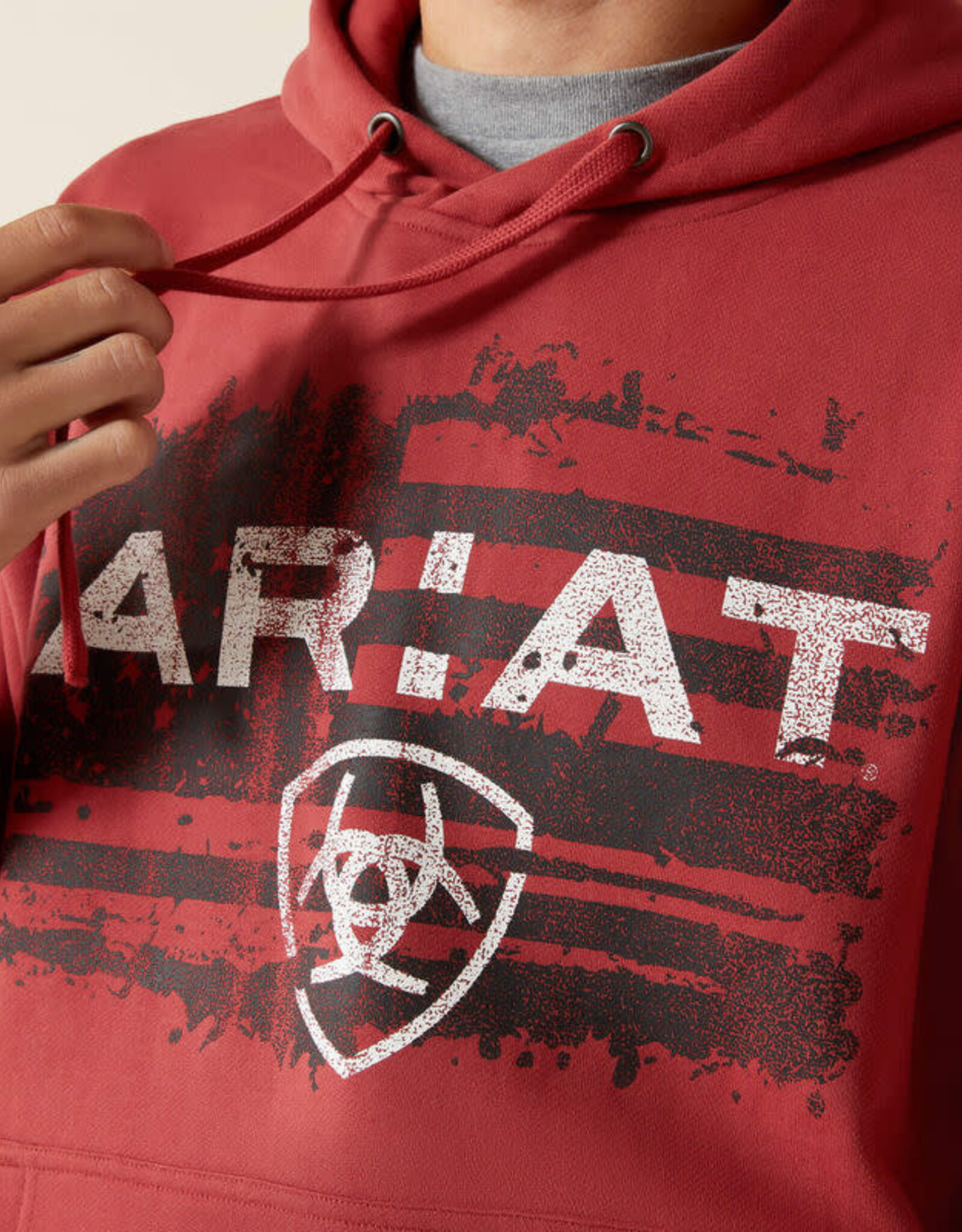 Ariat Ariat Mens Brick Red Liquid Flag Logo Pullover Hoodie ~ Matching Boys