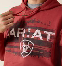 Ariat Ariat Mens Brick Red Liquid Flag Logo Pullover Hoodie ~ Matching Boys