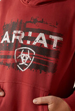 Ariat Ariat Boys Brick Red Liquid Flag Logo Pullover Hoodie ~ Matching Mens