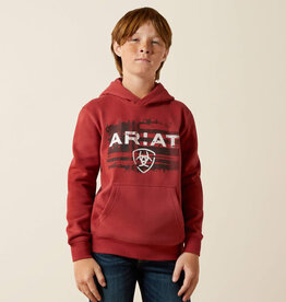 Ariat Ariat Boys Brick Red Liquid Flag Logo Pullover Hoodie ~ Matching Mens