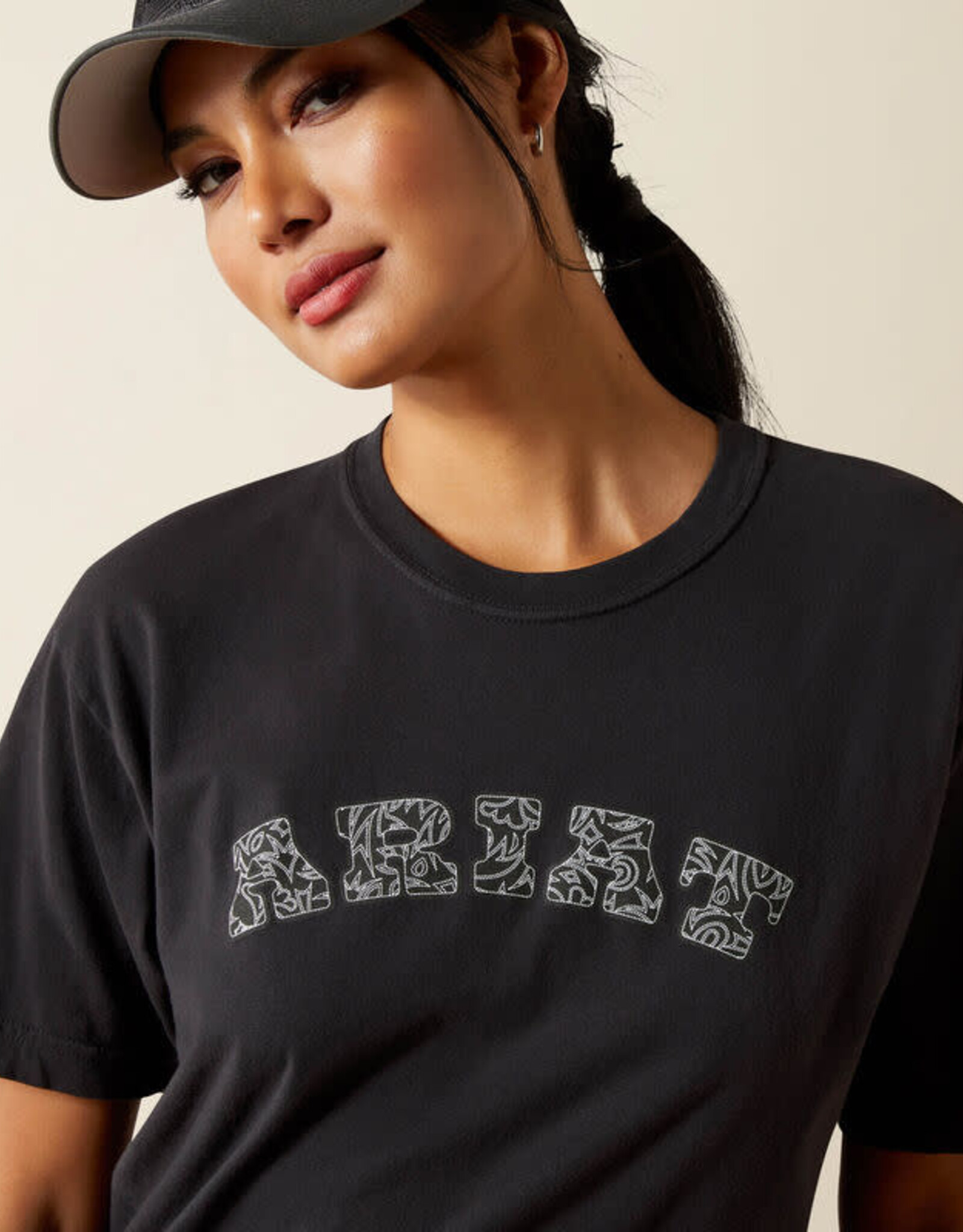 Ariat Womens Ariat Black Boot Stitched Logo Short Sleeve T Shirt