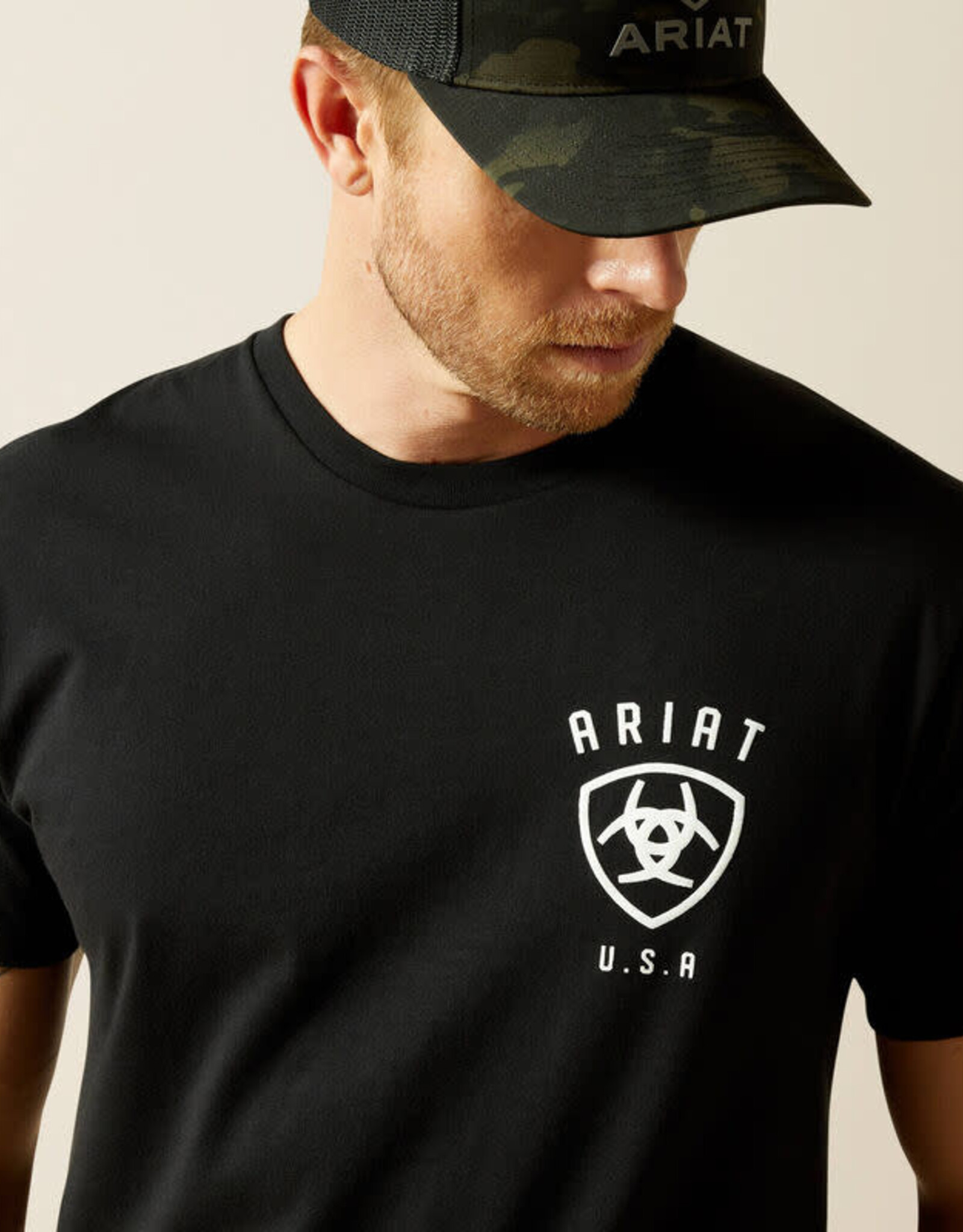 Ariat Mens Ariat Black Faded Bull Short Sleeve T Shirt