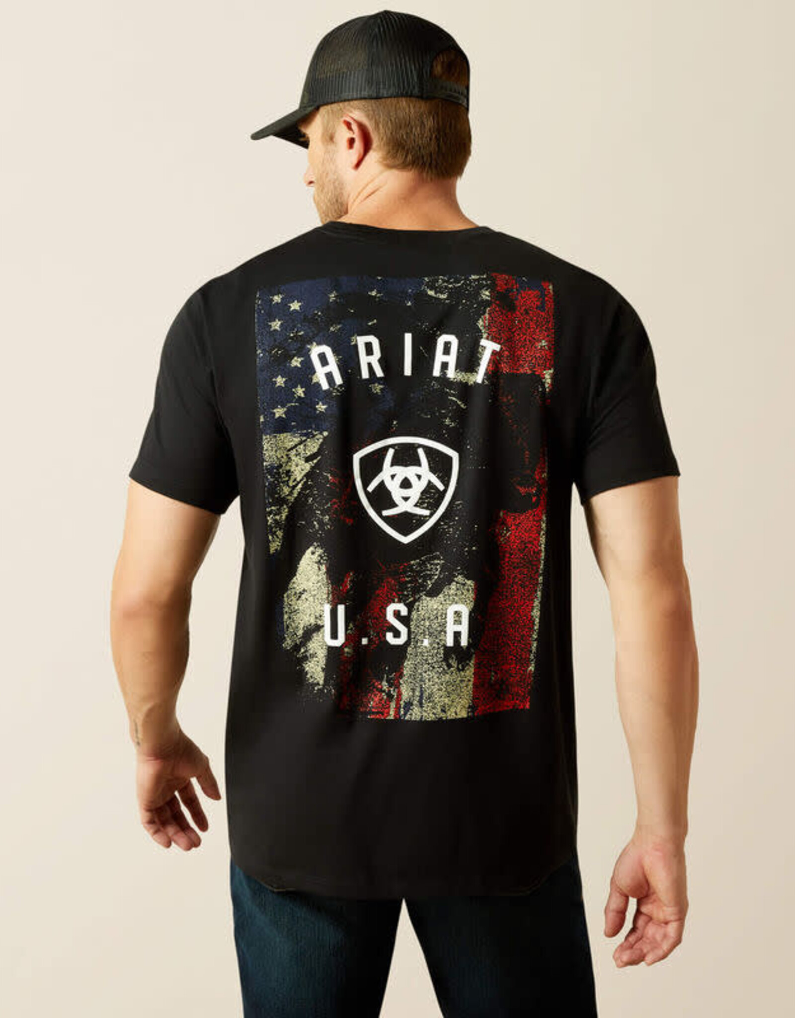 Ariat Mens Ariat Black Faded Bull Short Sleeve T Shirt