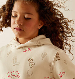 Ariat Girls Ariat Tan Western Motif Pullover Hoodie