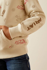 Ariat Girls Ariat Tan Western Motif Pullover Hoodie