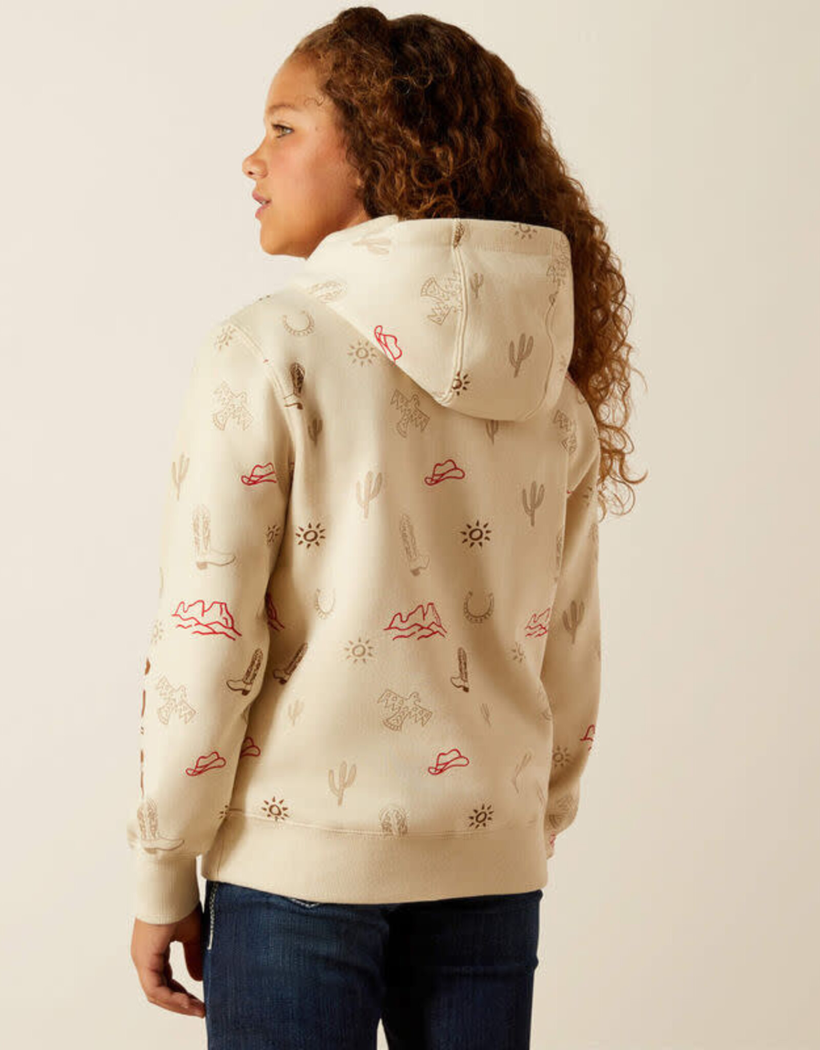 Ariat Girls Ariat Tan Western Motif Pullover Hoodie