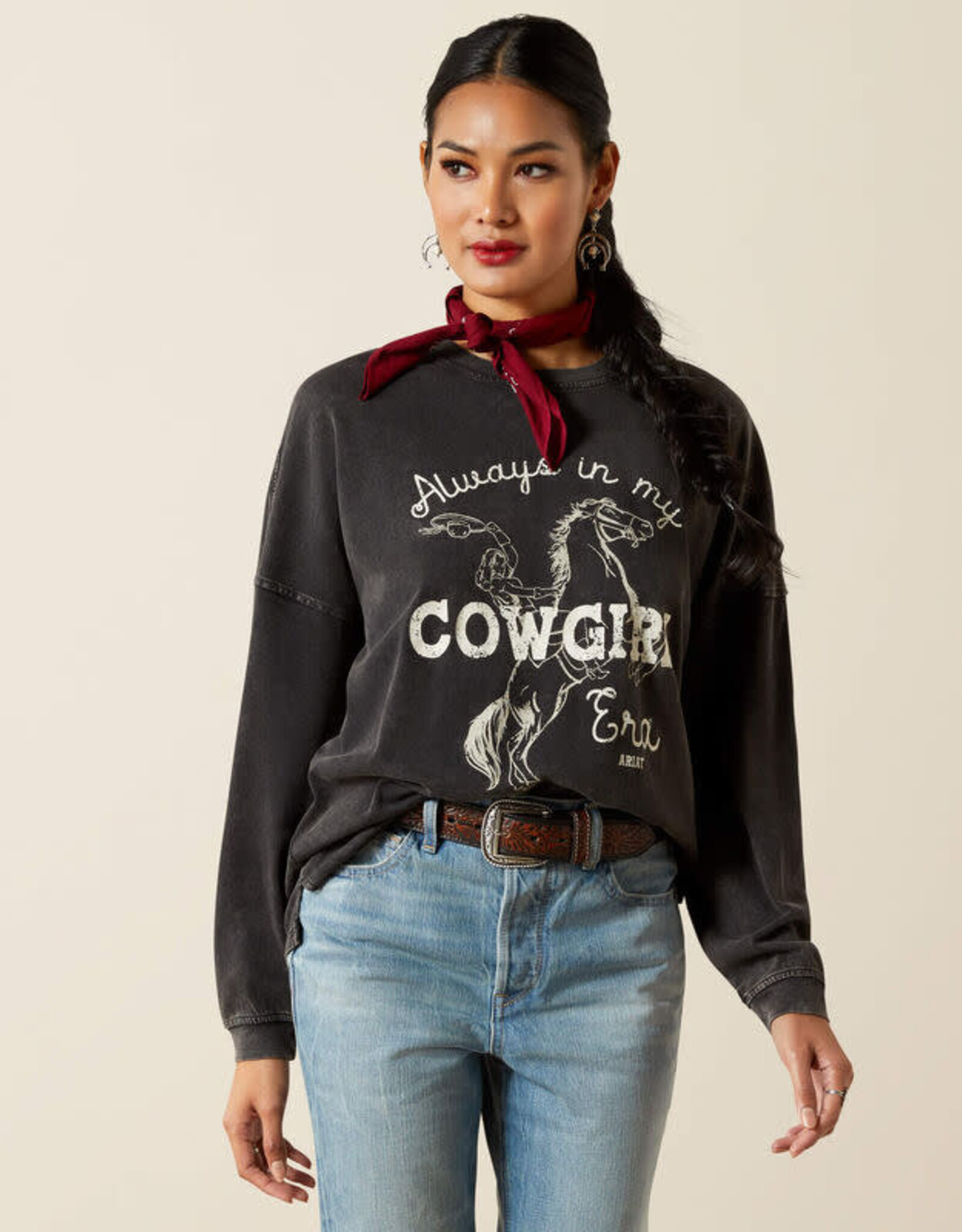Ariat Womens Ariat Black Mineral Cowgirl Era Logo Short Sleeve T Shirt