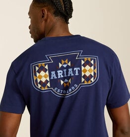 Ariat Mens Ariat Navy Western Logo Short Sleeve T Shirt