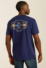Ariat Mens Ariat Navy Western Logo Short Sleeve T Shirt