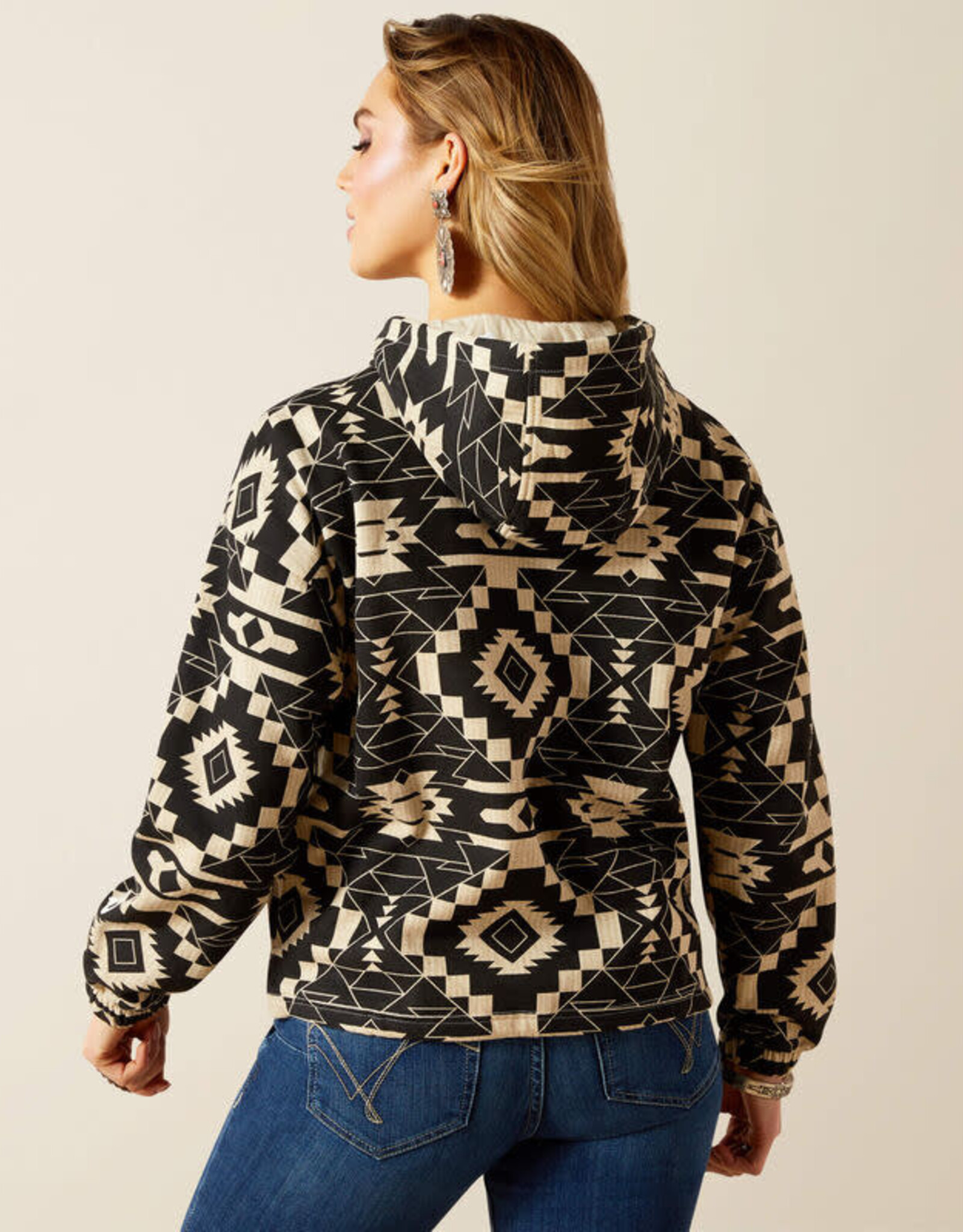 Ariat Ariat Womens Essential Black Cream Southwest Pullover Hoodie