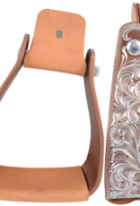 Brown Aluminum Engraved Slanted Western Stirrups