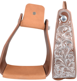 Brown Aluminum Engraved Slanted Western Stirrups